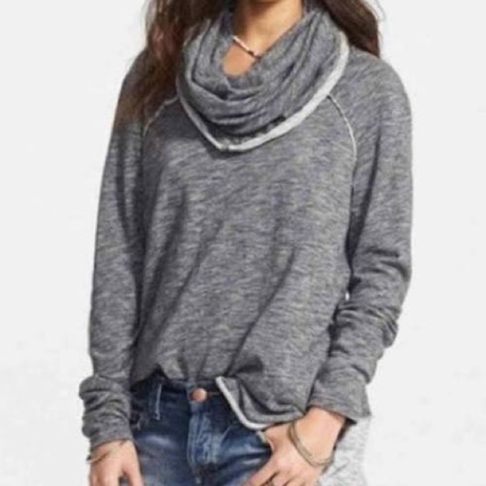 Free People Cowl Neck Pullover Grey Sz M/L